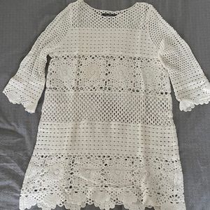 White crochet beach coverup / minidress